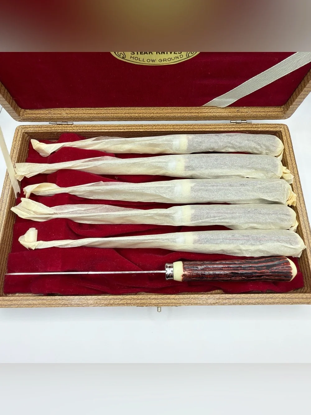 Eldan Vintage Set of 6 Hollow Ground Stainless Steel Steak Knives From JAPAN